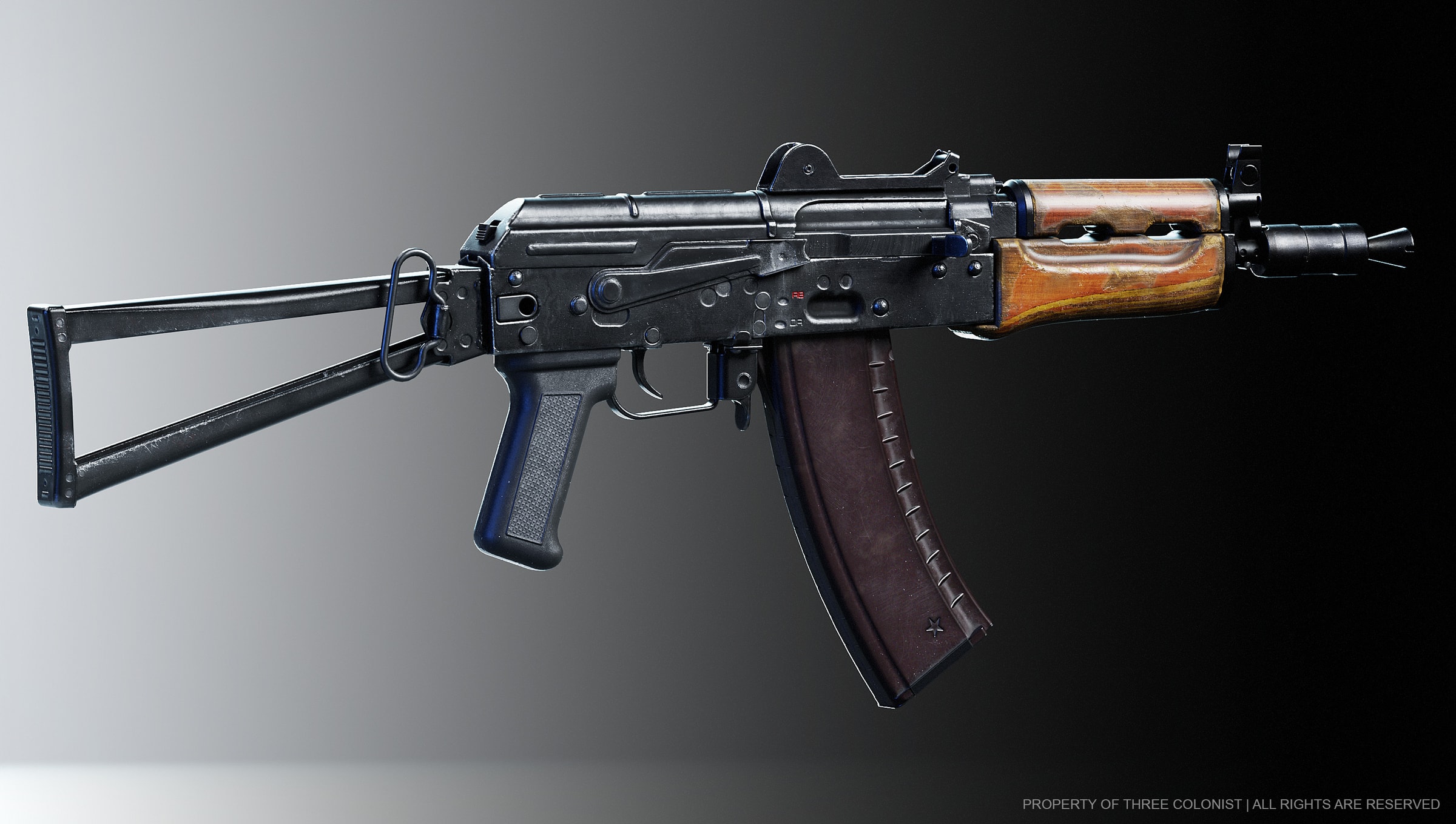 AKS-74U assault rifle — hard-surface weapon production by Three Colonist Studios